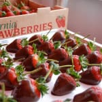 Tray of chocolate covers strawberries